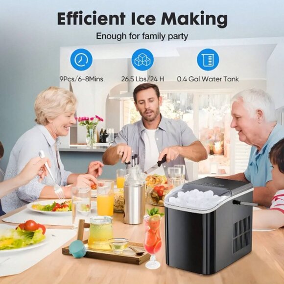 Portable Ice Makers Countertop, 9 Bullet Ice Cubes Ready in 6 Mins - Picture 3 of 6